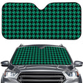 Jungle Green And Black Houndstooth Print Car Windshield Sun Shade