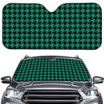 Jungle Green And Black Houndstooth Print Car Windshield Sun Shade