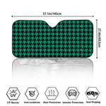 Jungle Green And Black Houndstooth Print Car Windshield Sun Shade
