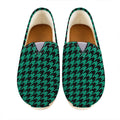 Jungle Green And Black Houndstooth Print Casual Shoes