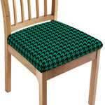 Jungle Green And Black Houndstooth Print Chair Cushion Cover