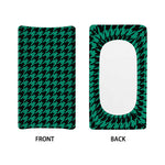 Jungle Green And Black Houndstooth Print Changing Pad Cover