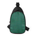 Jungle Green And Black Houndstooth Print Sling Bag