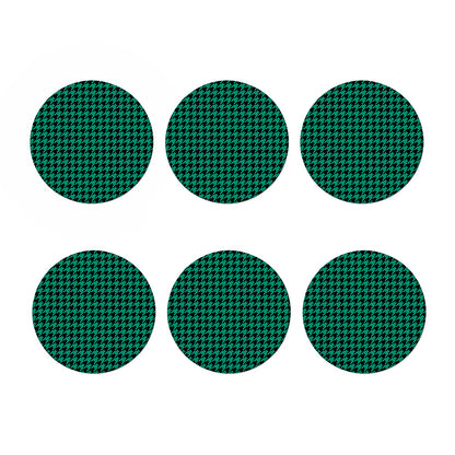Jungle Green And Black Houndstooth Print Coaster Set
