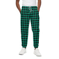 Jungle Green And Black Houndstooth Print Cotton Sweatpants