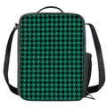 Jungle Green And Black Houndstooth Print Crossbody Lunch Bag