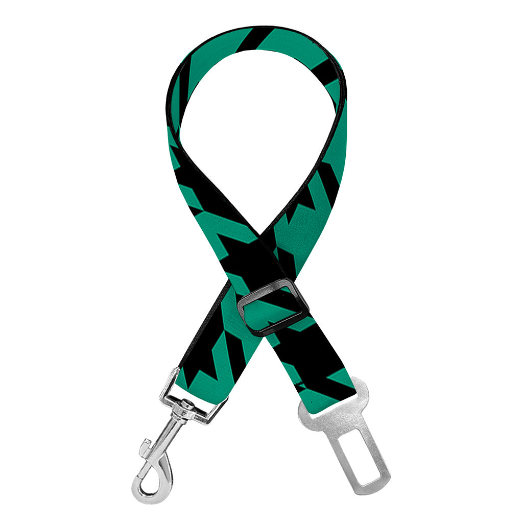 Jungle Green And Black Houndstooth Print Dog Seat Belt