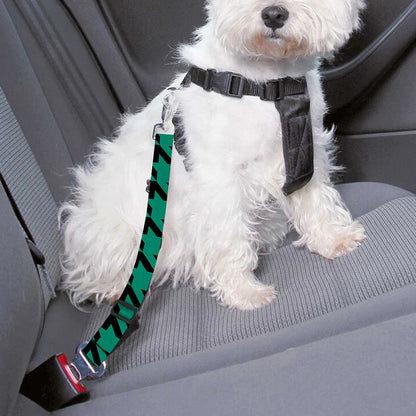 Jungle Green And Black Houndstooth Print Dog Seat Belt