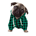 Jungle Green And Black Houndstooth Print Dog Zip Up Hoodie