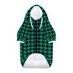 Jungle Green And Black Houndstooth Print Dog Zip Up Hoodie