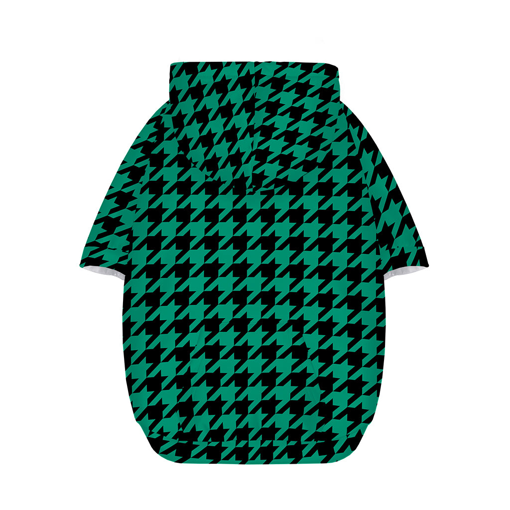 Jungle Green And Black Houndstooth Print Dog Zip Up Hoodie