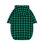Jungle Green And Black Houndstooth Print Dog Zip Up Hoodie
