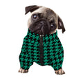 Jungle Green And Black Houndstooth Print Dog Zip Up Jacket