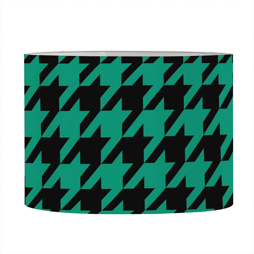 Jungle Green And Black Houndstooth Print Drum Lamp Shade