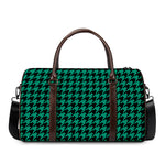 Jungle Green And Black Houndstooth Print Duffle Bag