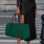 Jungle Green And Black Houndstooth Print Duffle Bag