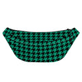 Jungle Green And Black Houndstooth Print Fanny Pack