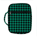 Jungle Green And Black Houndstooth Print Front Pocket Bible Bag