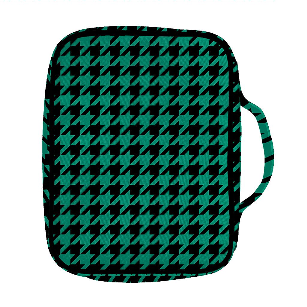 Jungle Green And Black Houndstooth Print Front Pocket Bible Bag