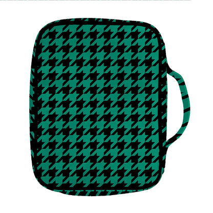 Jungle Green And Black Houndstooth Print Front Pocket Bible Bag