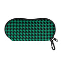 Jungle Green And Black Houndstooth Print Glasses Case
