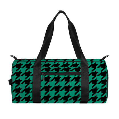 Jungle Green And Black Houndstooth Print Gym Bag