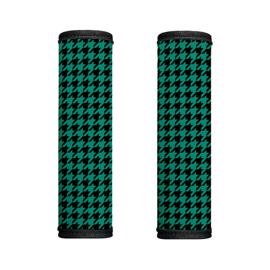 Jungle Green And Black Houndstooth Print Handle Covers