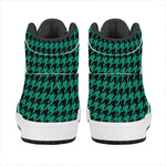 Jungle Green And Black Houndstooth Print High Top Leather Sneakers