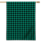 Jungle Green And Black Houndstooth Print House Flag