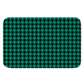 Jungle Green And Black Houndstooth Print Indoor Door Mat