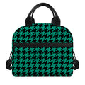 Jungle Green And Black Houndstooth Print Insulated Lunch Bag