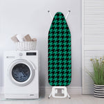 Jungle Green And Black Houndstooth Print Ironing Board Cover