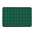Jungle Green And Black Houndstooth Print Kitchen Mat