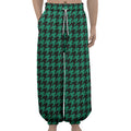 Jungle Green And Black Houndstooth Print Lantern Pants