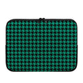 Jungle Green And Black Houndstooth Print Laptop Sleeve