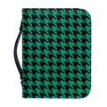 Jungle Green And Black Houndstooth Print Leather Bible Cover