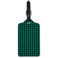 Jungle Green And Black Houndstooth Print Luggage Tag
