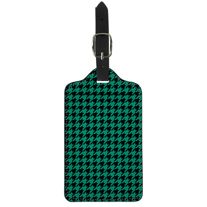 Jungle Green And Black Houndstooth Print Luggage Tag