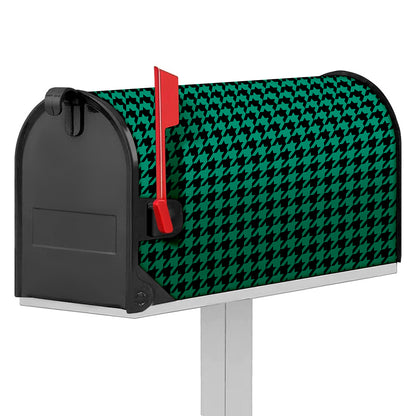 Jungle Green And Black Houndstooth Print Mailbox Cover