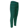 Jungle Green And Black Houndstooth Print Men's Compression Pants