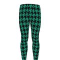 Jungle Green And Black Houndstooth Print Men's Leggings