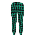 Jungle Green And Black Houndstooth Print Men's leggings