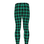 Jungle Green And Black Houndstooth Print Men's leggings