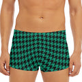 Jungle Green And Black Houndstooth Print Men's Short Boxer Briefs