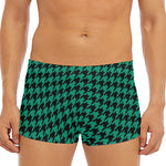 Jungle Green And Black Houndstooth Print Men's Short Boxer Briefs