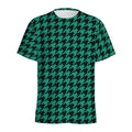 Jungle Green And Black Houndstooth Print Men's Athletic T-Shirt