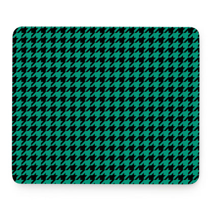 Jungle Green And Black Houndstooth Print Mouse Pad