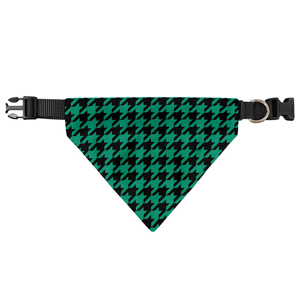 Jungle Green And Black Houndstooth Print Over The Collar Dog Bandana
