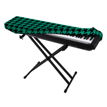 Jungle Green And Black Houndstooth Print Piano Keyboard Cover