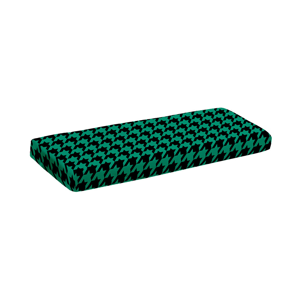 Jungle Green And Black Houndstooth Print Piano Keyboard Cover